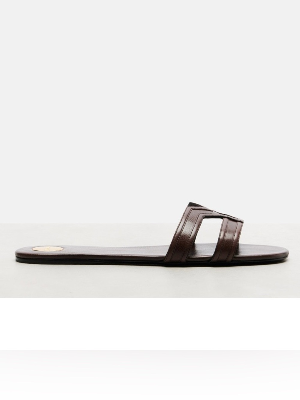 SAINT LAURENT Mabrouka Y logo leather slides sandals - Picture 6 of 6